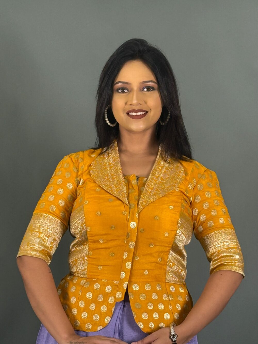 Golden Dawn Banarasi Blazer Blouse - Image 4