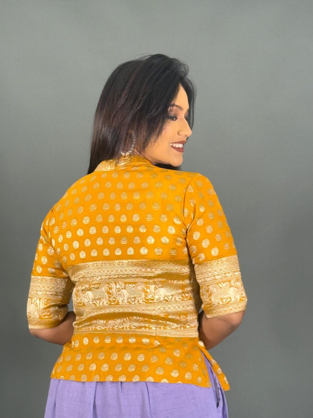 Golden Dawn Banarasi Blazer Blouse - Image 2