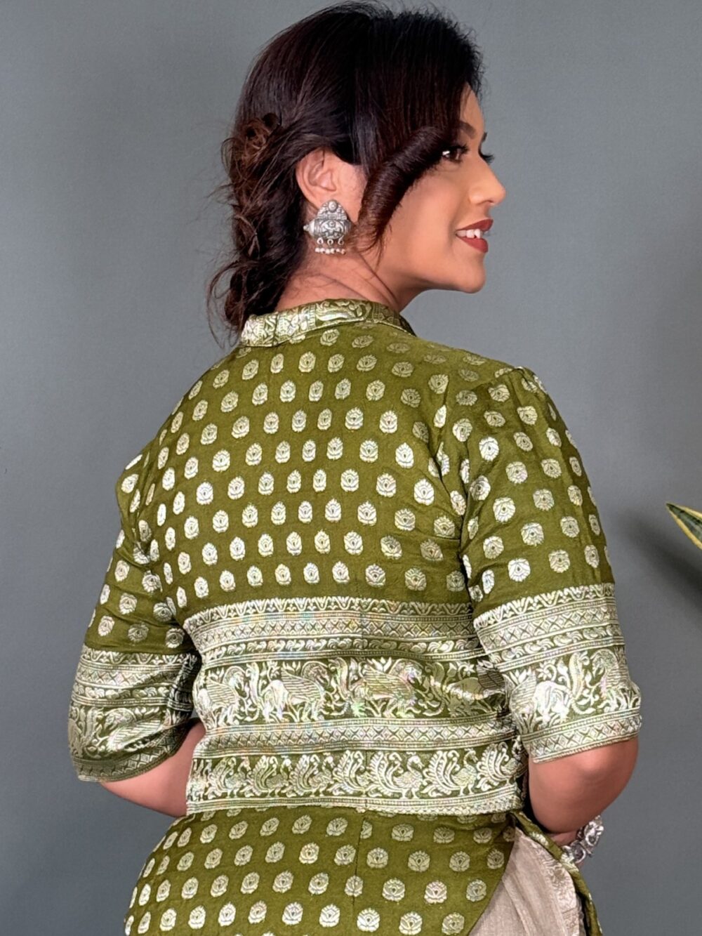 Olive Luxe Banarasi Blazer Blouse - Image 2