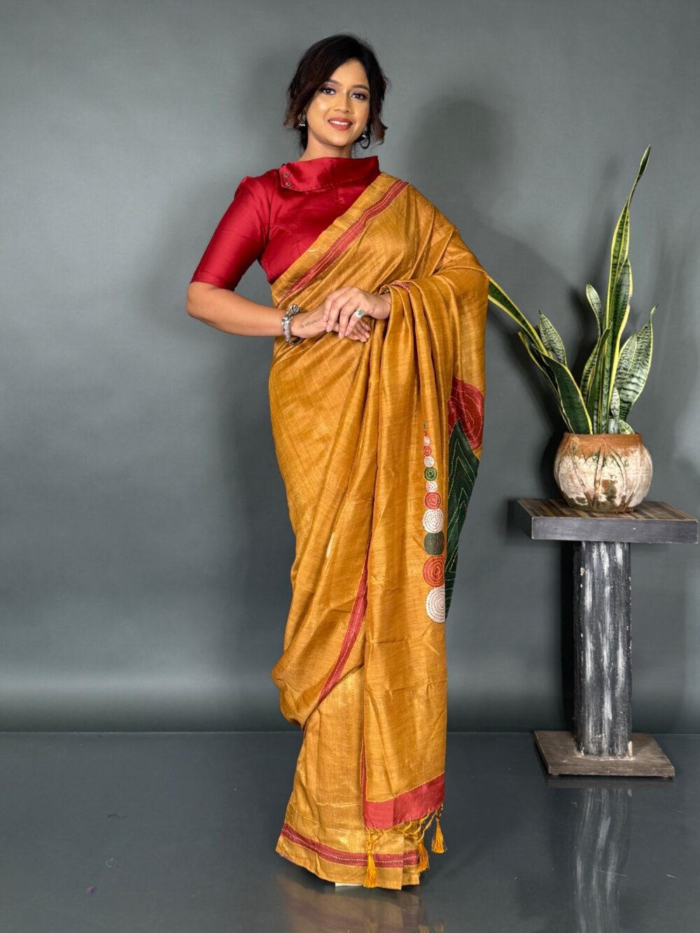 Mustard Yellow Ready-to-Wear Saree