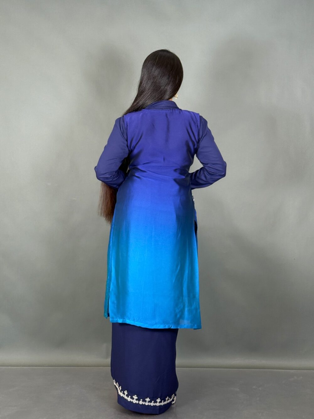 Celestial Charm Navy Fusion Skirt Set - Image 2