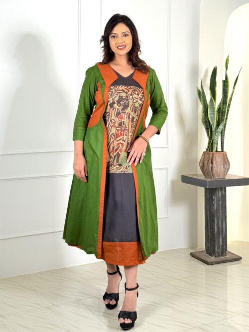 Rustic Charm Indo-Western Linen Dress