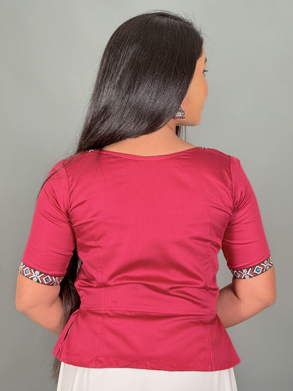 Elegant Pink Embroidered Malai Cotton Blouse - Image 5