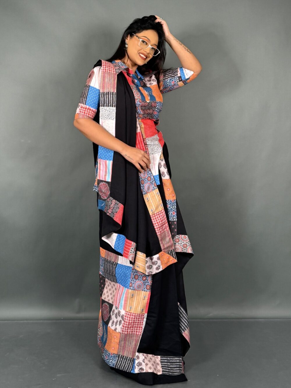 Mystic Hue Black Cotton Partywear Set for Women - Image 4