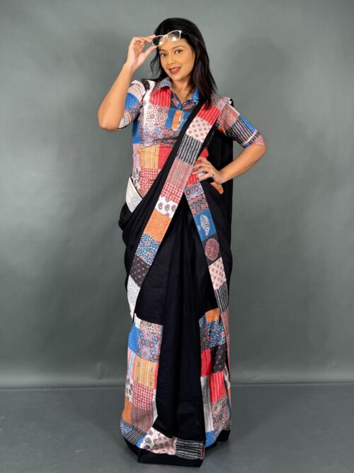 Mystic Hue Black Cotton Partywear Set for Women