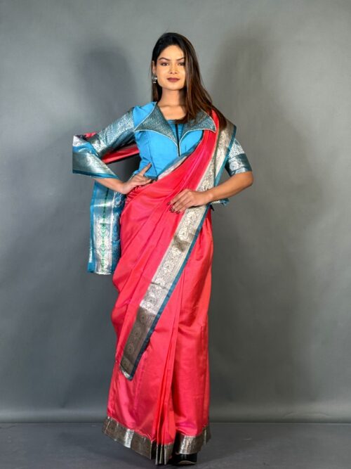 Firoza Pink Draped Elegance Ready-to-Wear Saree set