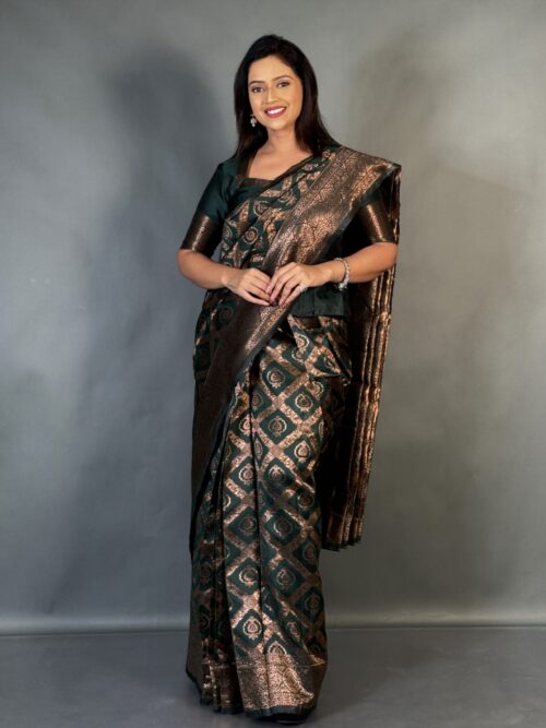 Green Glow Ready to Wear Semi Tussar Saree