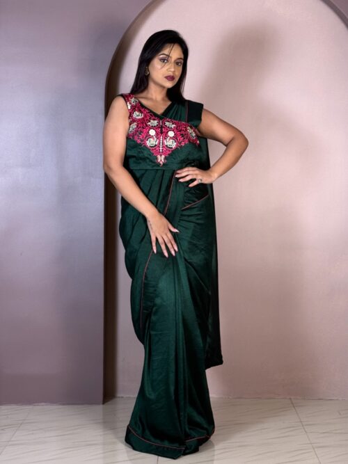 Dark Bottle Green Chic Ready to wear Saree