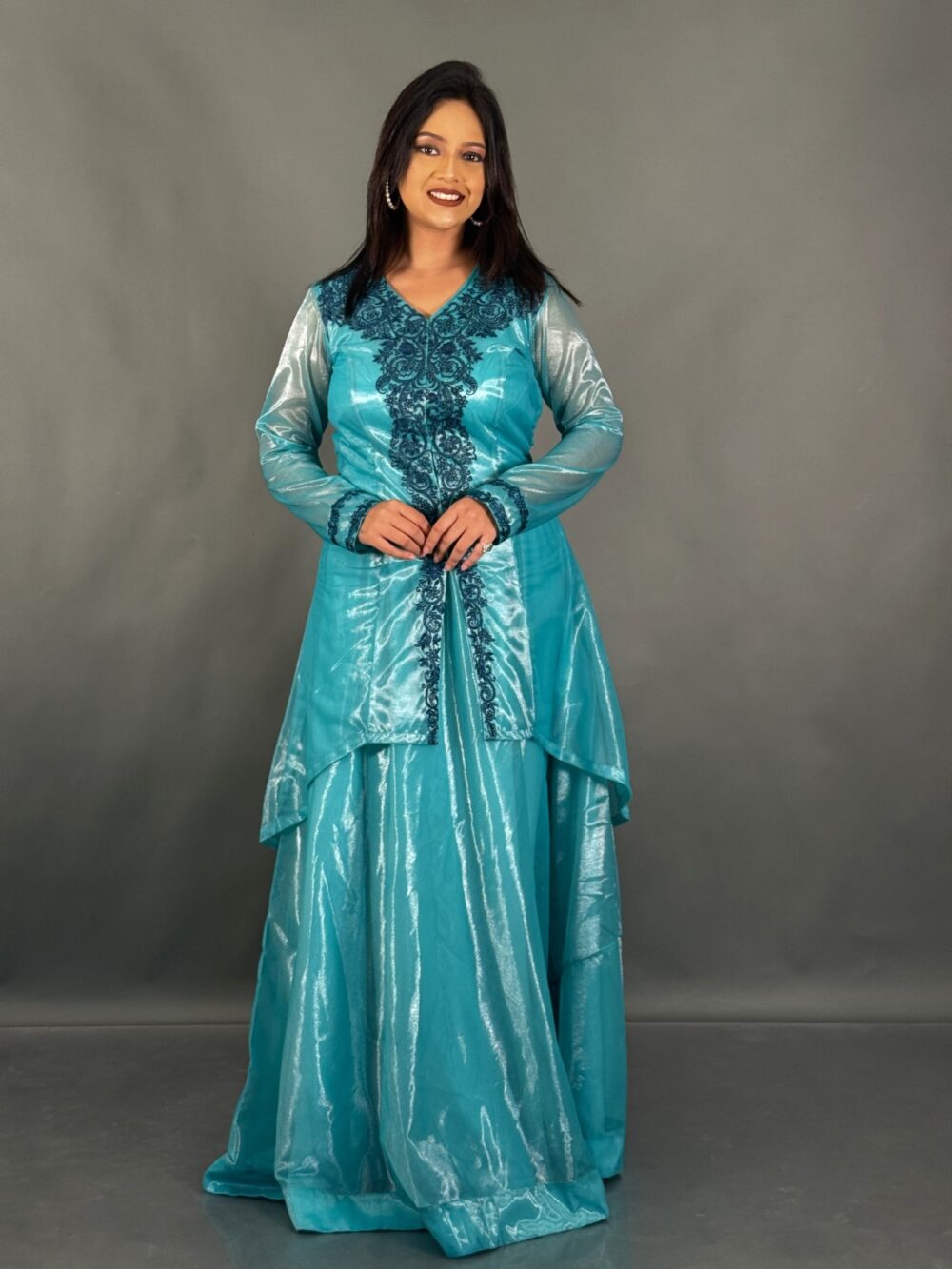 Sage Symphony Plus Size Embroidered Brasso Fusion Set - Image 2
