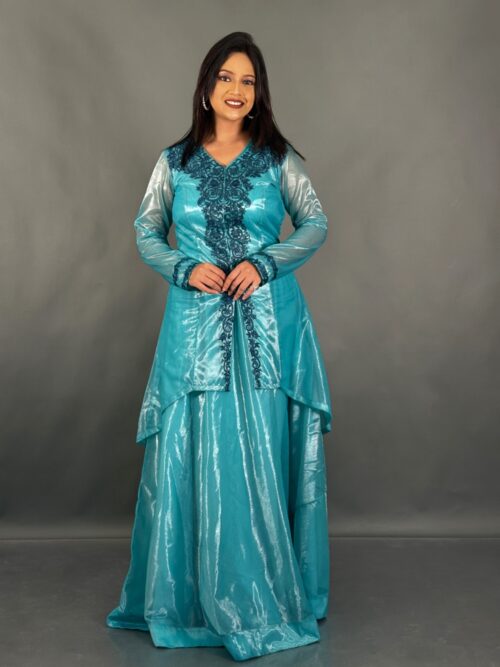 Whispers of Sage Embroidered Brasso Fusion Set