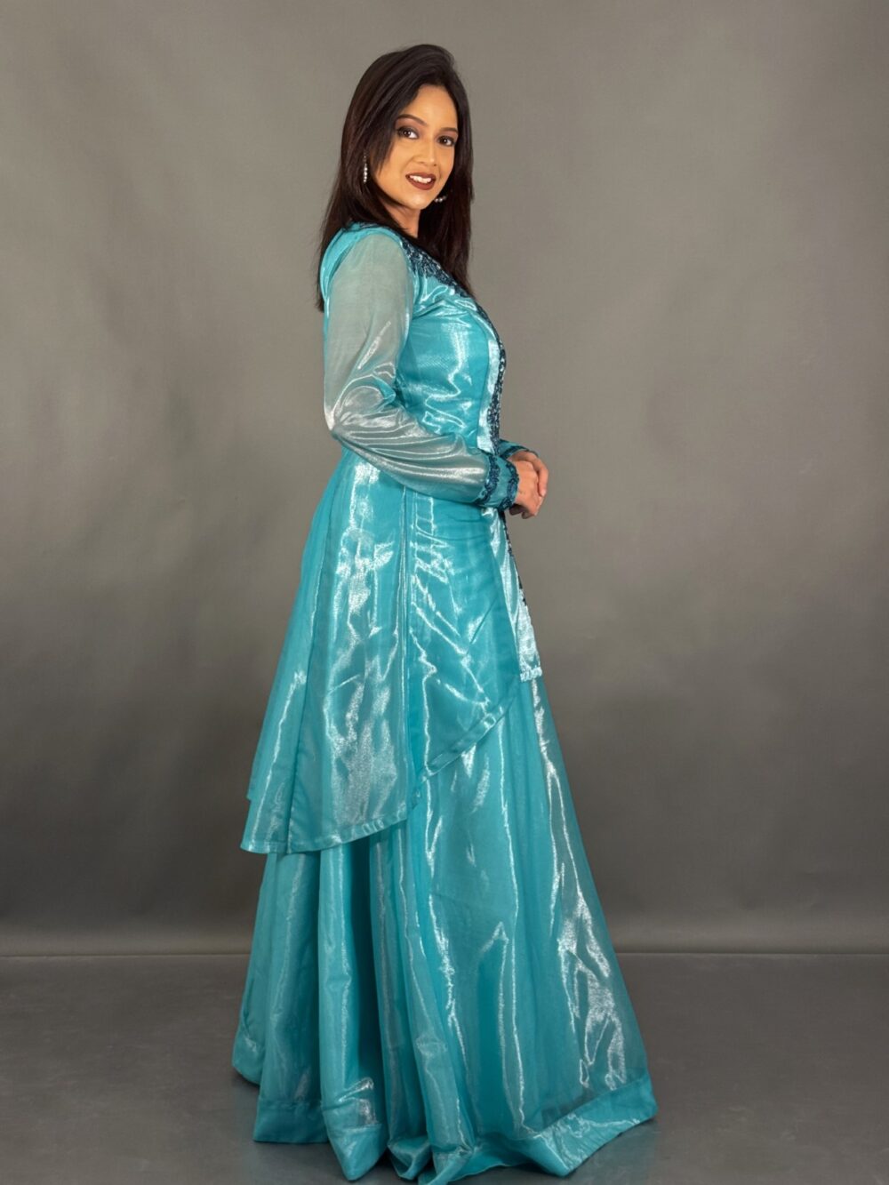 Sage Symphony Plus Size Embroidered Brasso Fusion Set - Image 3