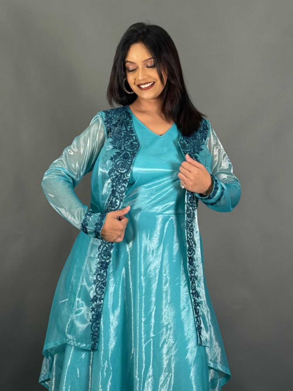 Sage Symphony Plus Size Embroidered Brasso Fusion Set - Image 6