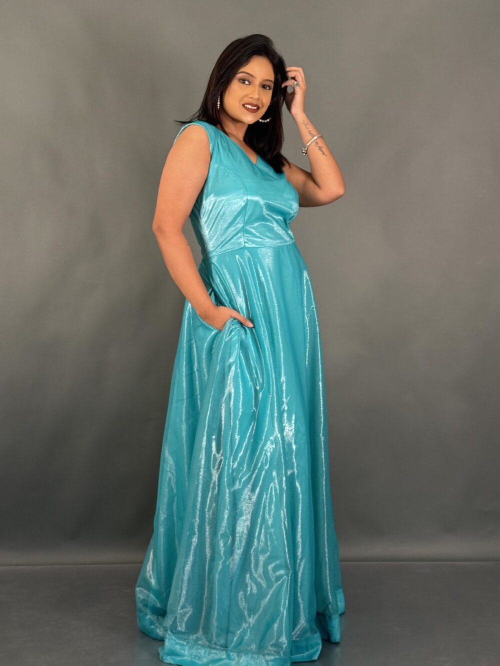 Sage Symphony Plus Size Embroidered Brasso Fusion Set - Image 4
