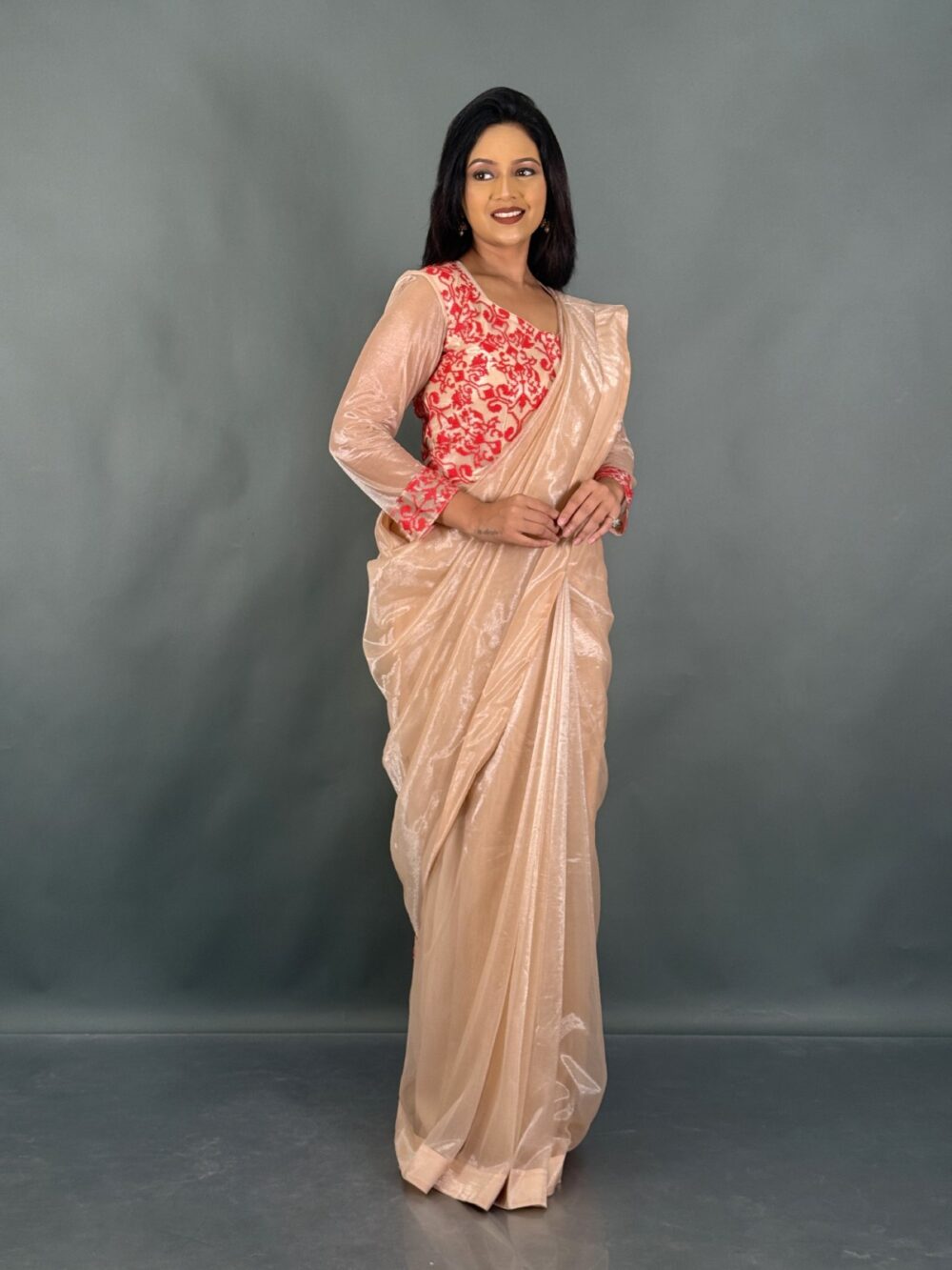 Whispers of Peach Ready to Wear Saree - Image 2