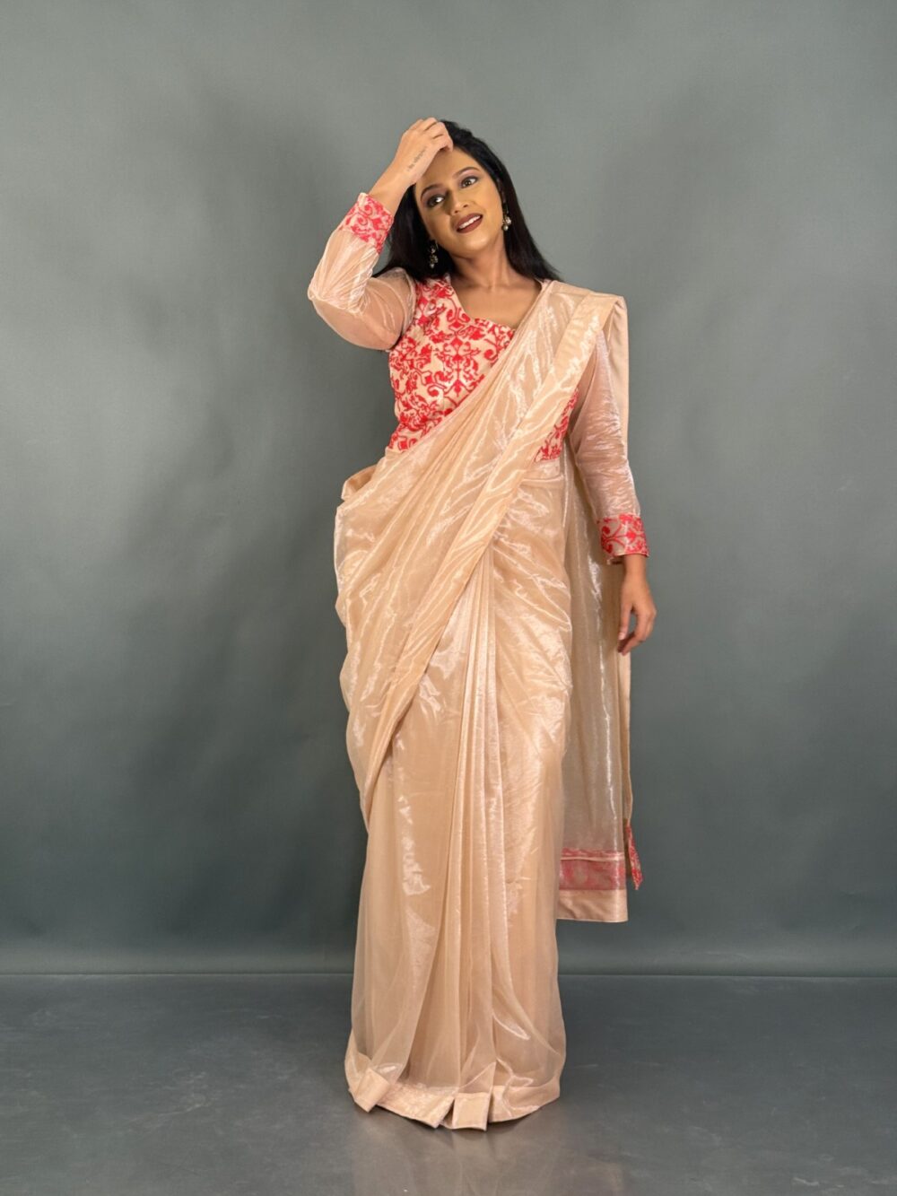 Whispers of Peach Ready to Wear Saree - Image 6