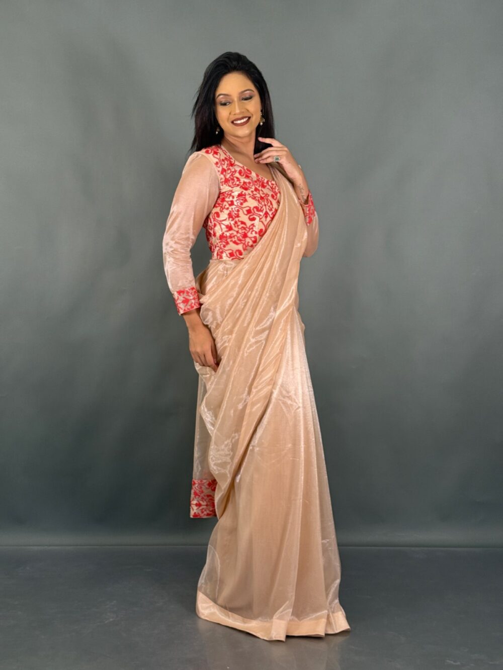 Whispers of Peach Ready to Wear Saree - Image 5