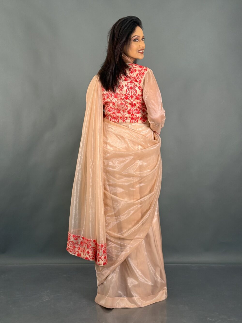 Whispers of Peach Ready to Wear Saree - Image 4