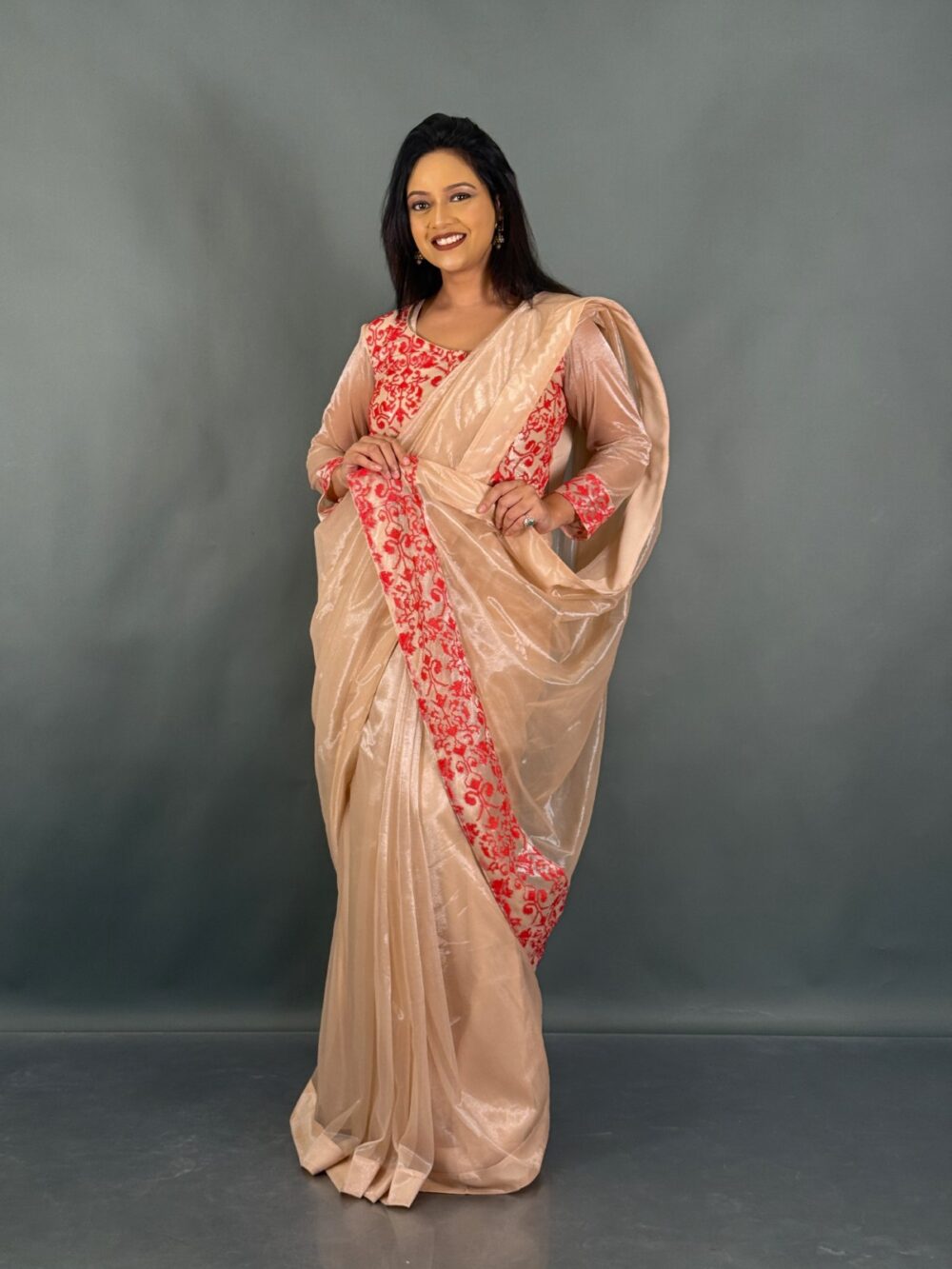 Whispers of Peach Ready to Wear Saree - Image 3