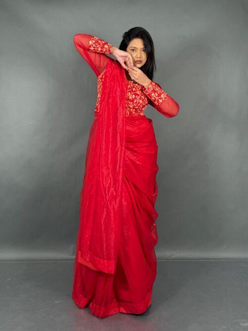 Royal Ember Red Plus Size Ready to wear Saree