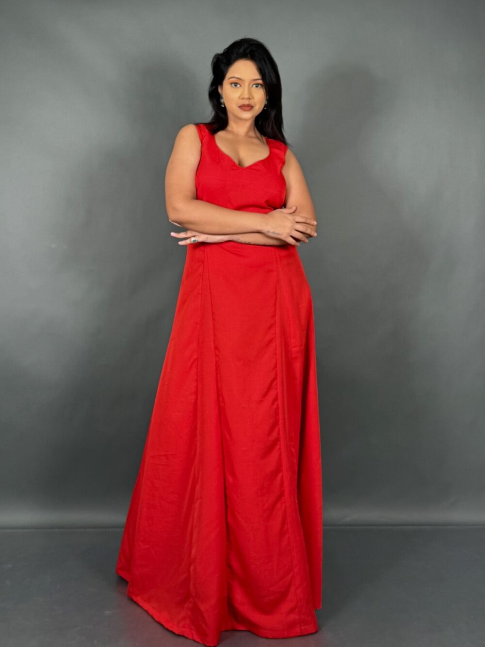 Royal Ember Red Plus Size Ready to wear Saree - Image 2