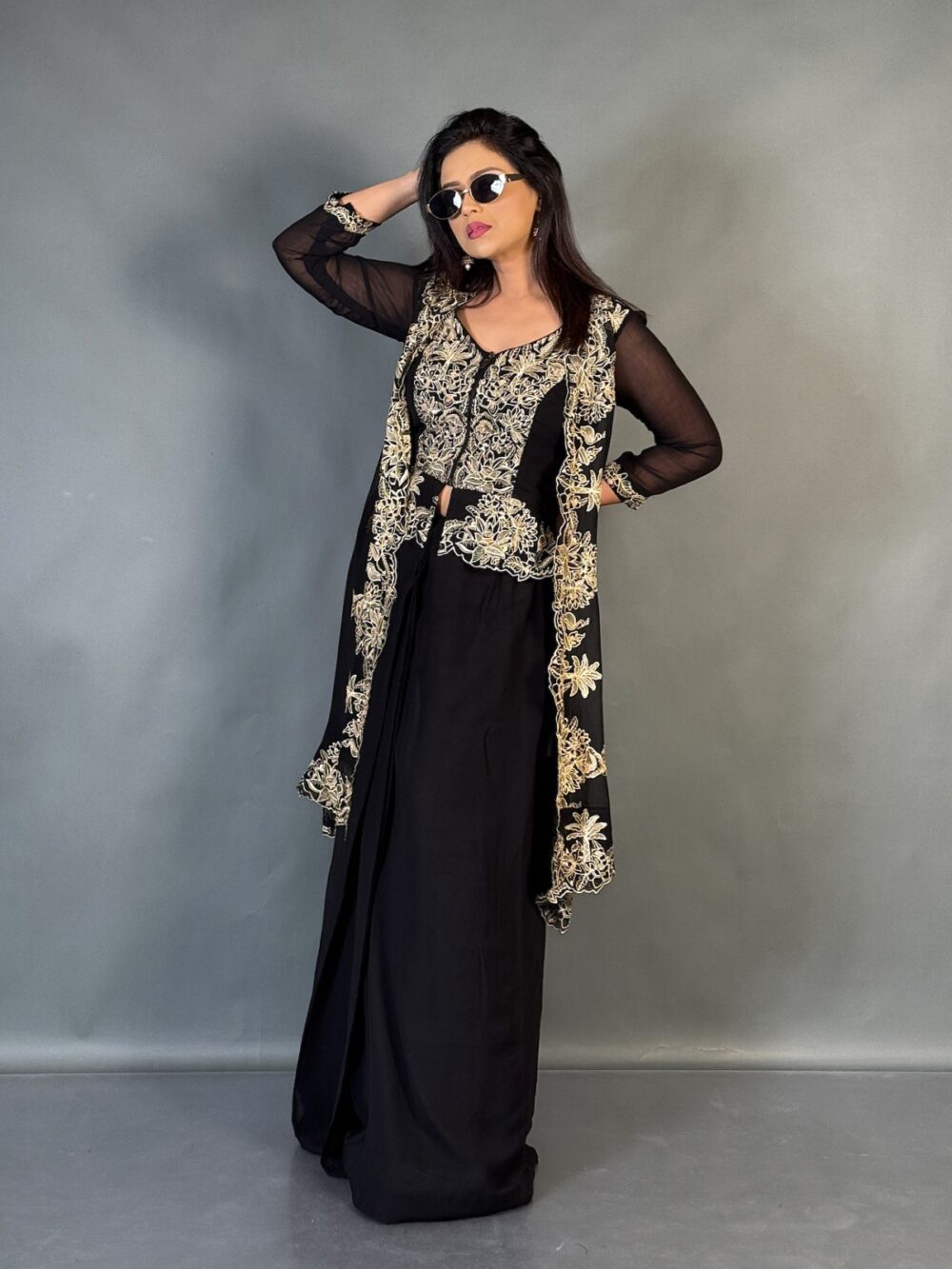 Midnight Grace Plus Size Embroidered Fusion Set - Image 4