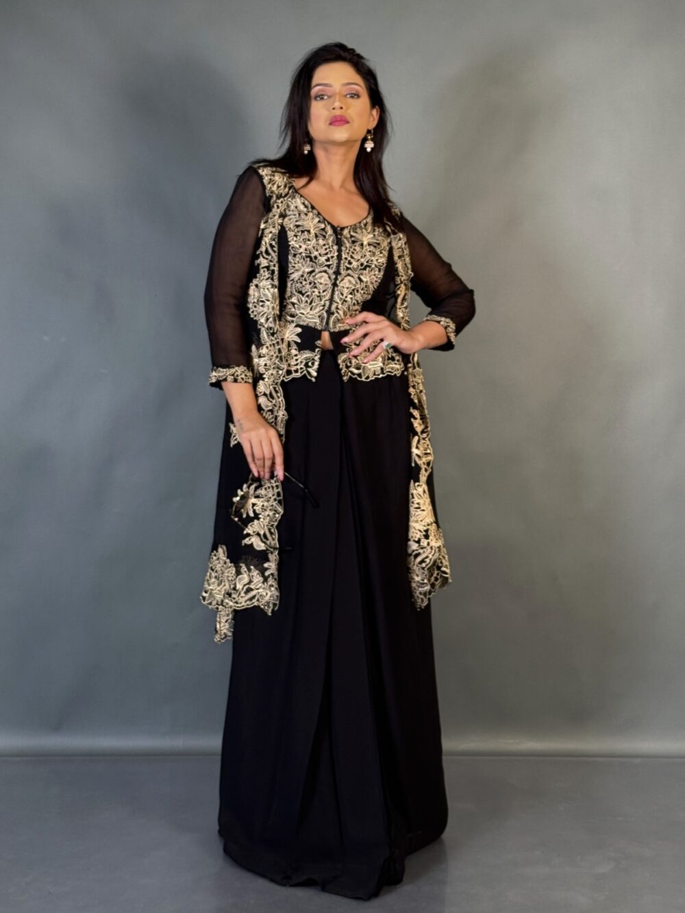 Midnight Grace Plus Size Embroidered Fusion Set - Image 5