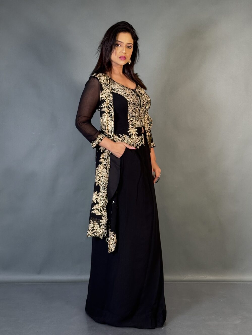 Midnight Grace Plus Size Embroidered Fusion Set - Image 3