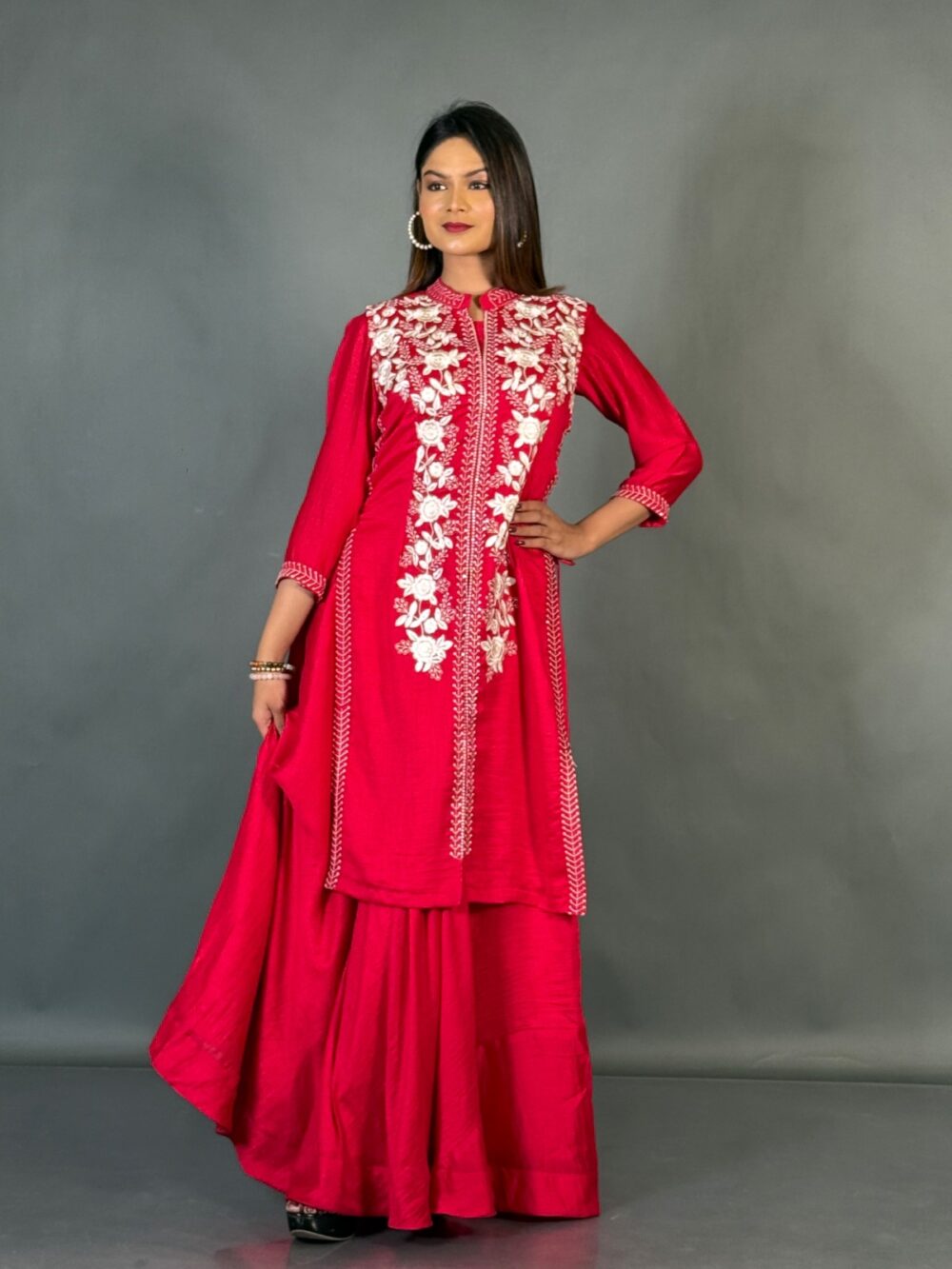 Plus Size Glam Hot Pink Gown Set with Stylish Jacket
