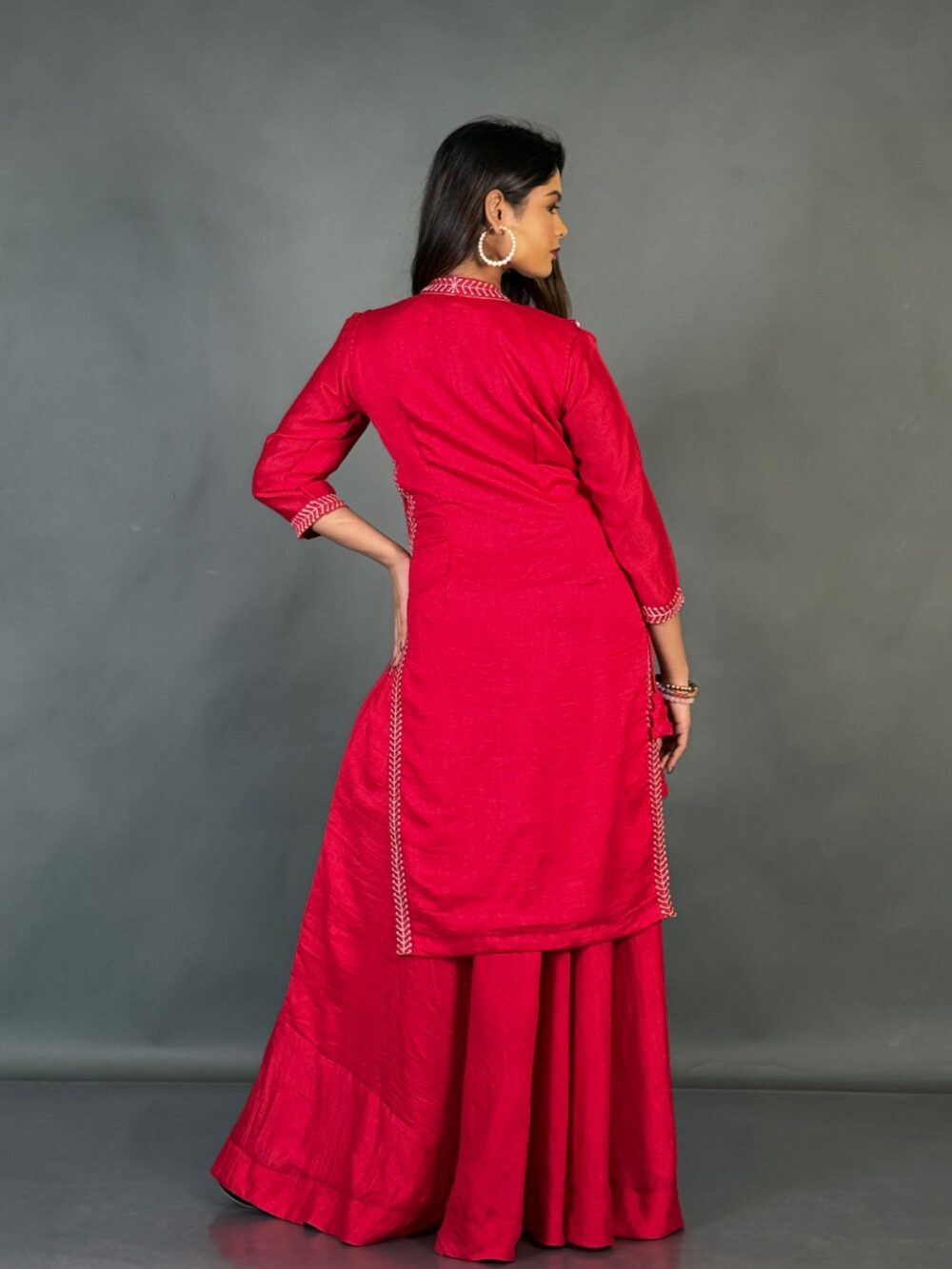 Plus Size Glam Hot Pink Gown Set with Stylish Jacket - Image 4