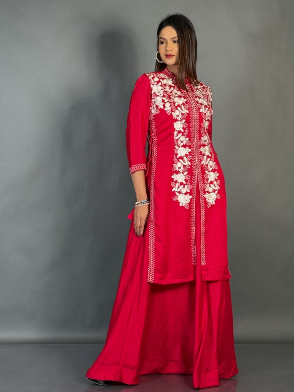 Plus Size Glam Hot Pink Gown Set with Stylish Jacket - Image 6