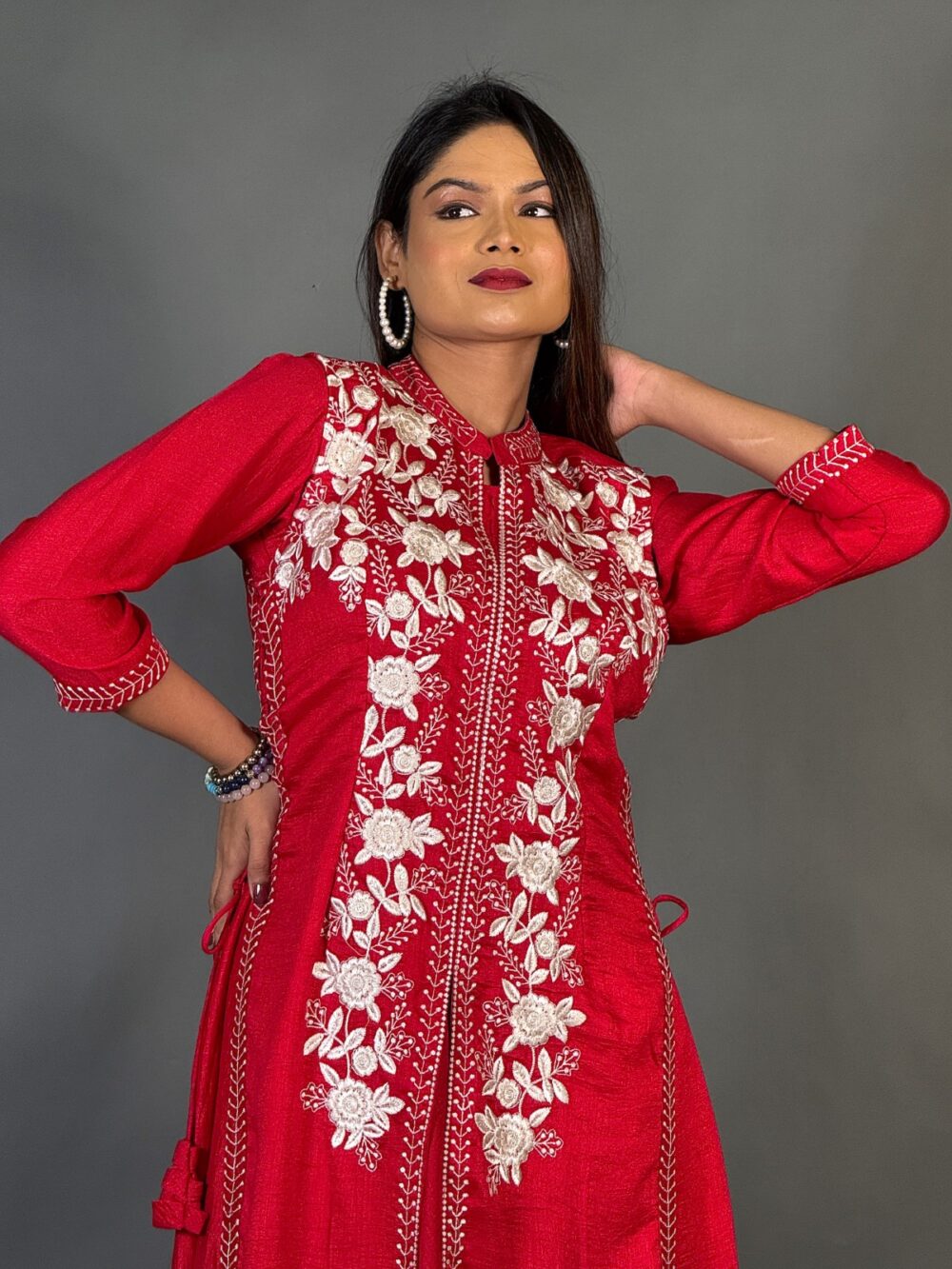 Plus Size Glam Hot Pink Gown Set with Stylish Jacket - Image 3