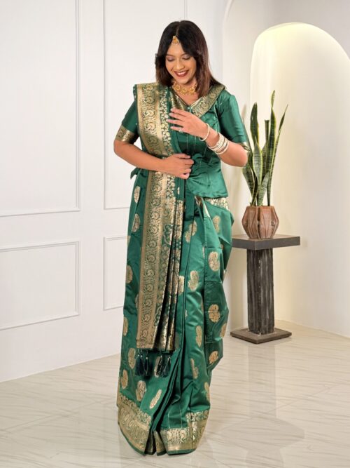 Emerald Enchantress Ready to Wear Saree Set