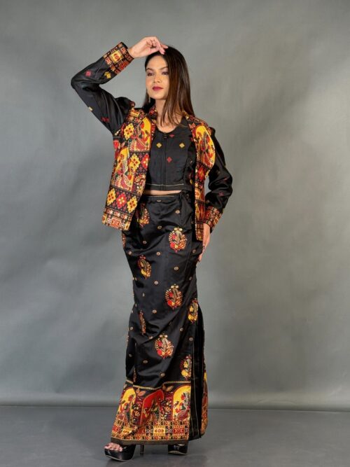 Midnight Majesty Semi Katan Baluchori Fusion Set