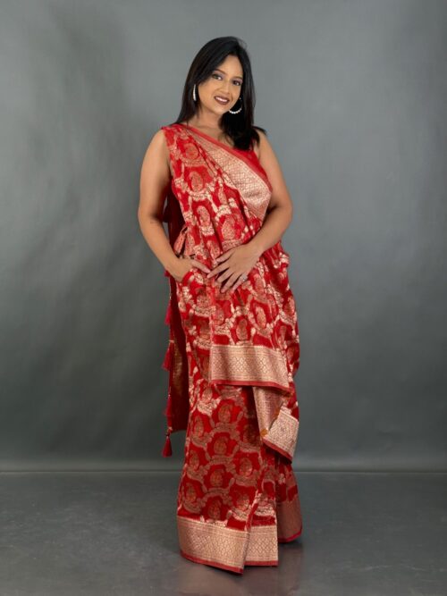 Scarlet Elegance Plus-Size Ready-to-Wear Saree Set