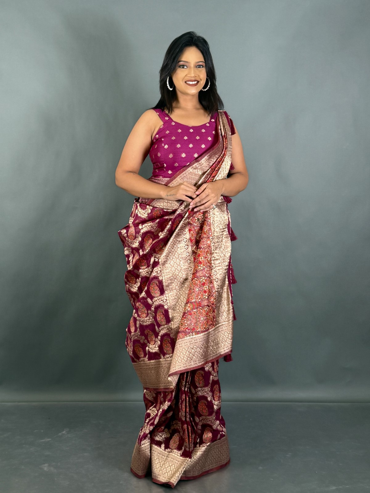 Blush Wine Grace Ready to wear saree set