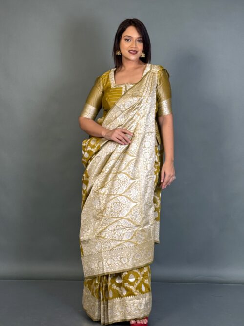 Golden Muse Jamdani Ready-to-Wear Saree Set