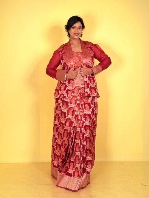 Crimson Grace Plus Semi Tussar Banarasi Fusion Set