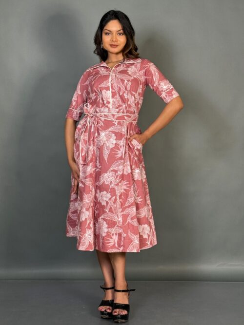 Blush Bloom Cotton Collar Dress